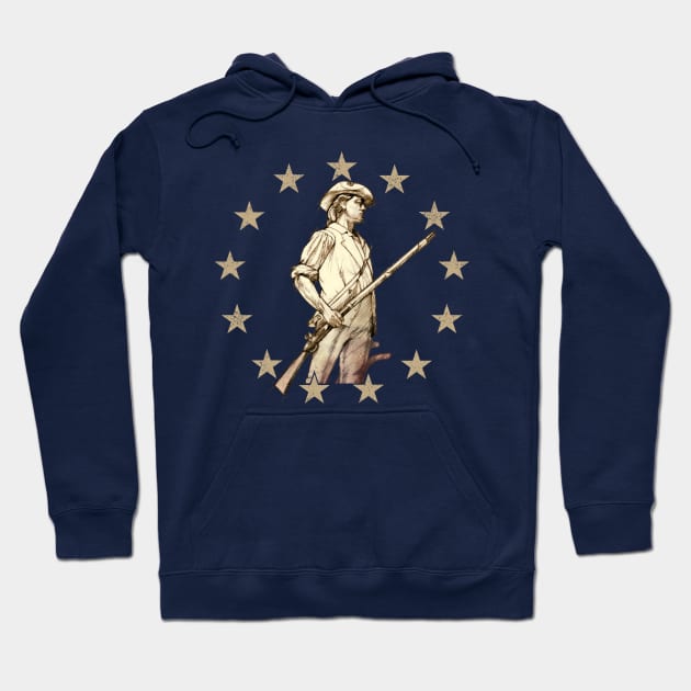 Concord Minuteman Drawing Hoodie by cartogram